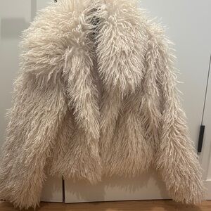 Zara Cream Teddy Jacket Plush Faux Fur